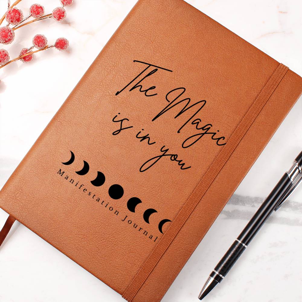 Moon Phase Manifestation Journal - Eco-Friendly Vegan Leather Dream Diary, Goal Setting and Personal Growth
