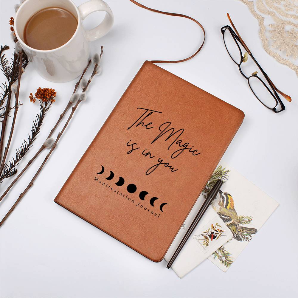 Moon Phase Manifestation Journal - Eco-Friendly Vegan Leather Dream Diary, Goal Setting and Personal Growth