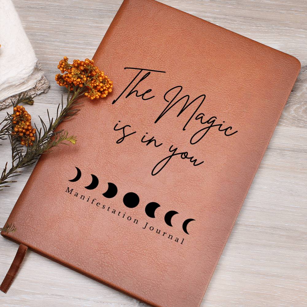 Moon Phase Manifestation Journal - Eco-Friendly Vegan Leather Dream Diary, Goal Setting and Personal Growth