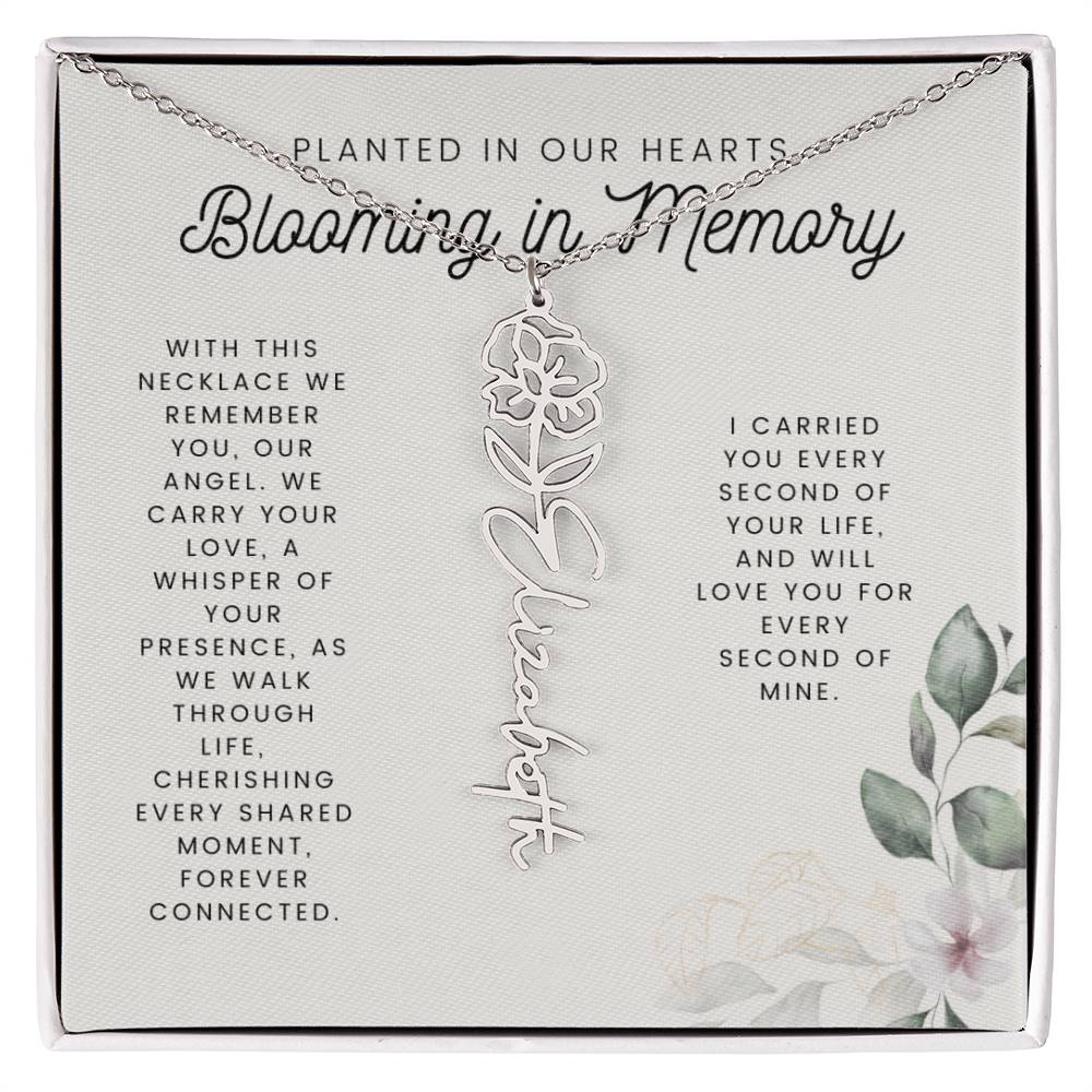 Pregnancy Loss, Miscarriage Necklace, Infant Loss, Still Born, Memorial Keepsake, Birthflower Necklace, Miscarriage Gift