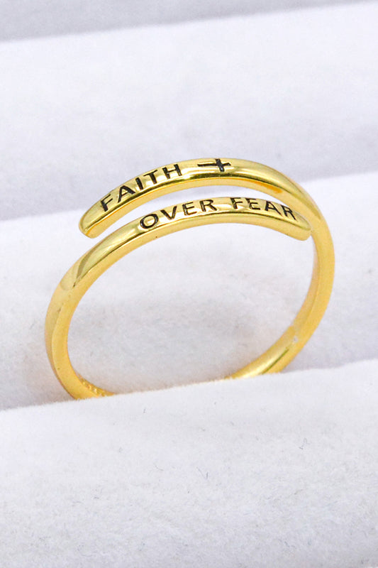 Faithful Adjustable Sterling Silver Gold Plated Ring