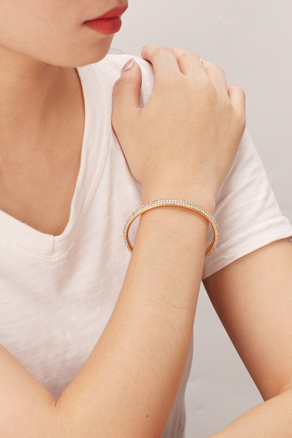 Lily Gold-Plated Rhinestone Open Bracelet