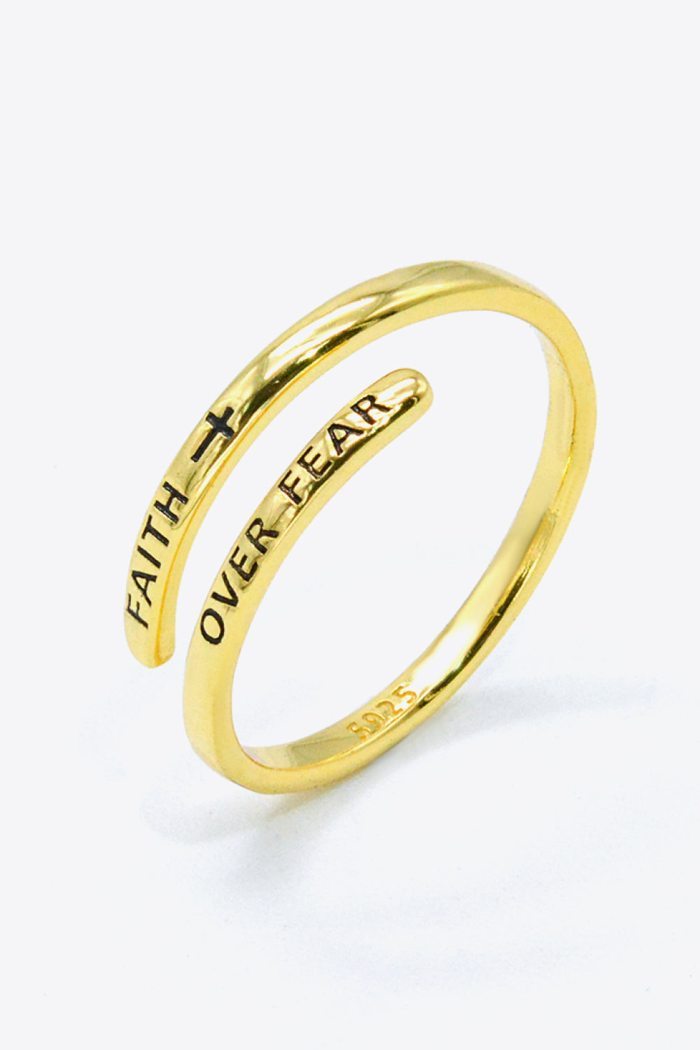 Faithful Adjustable Sterling Silver Gold Plated Ring