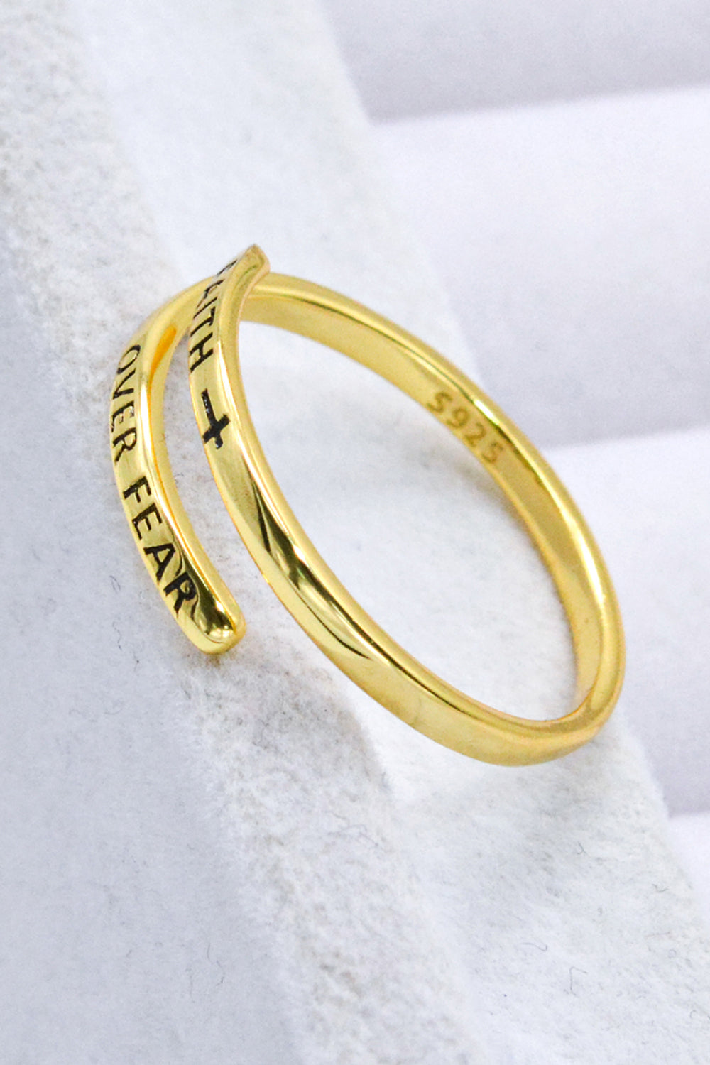 Faithful Adjustable Sterling Silver Gold Plated Ring