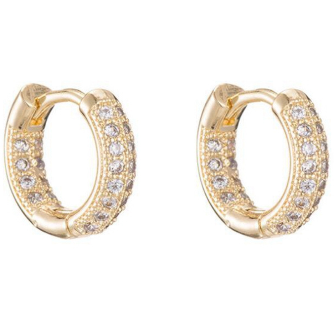 Small Amelia Sparkling Gold Plated Huggies