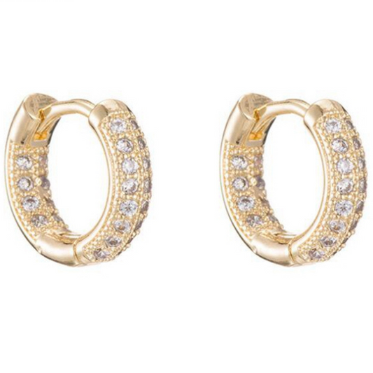 Small Amelia Sparkling Gold Plated Huggies