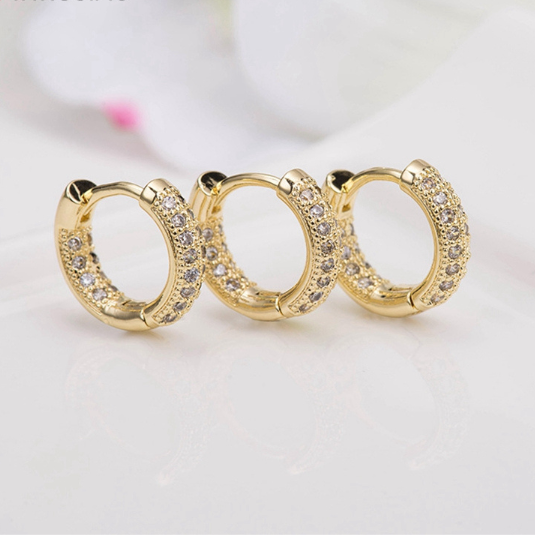 Small Amelia Sparkling Gold Plated Huggies