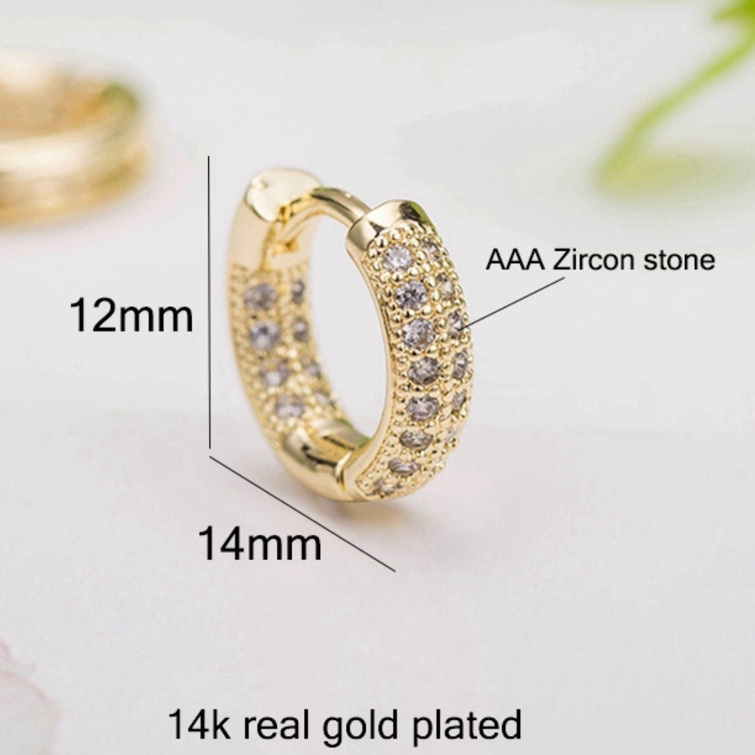 Small Amelia Sparkling Gold Plated Huggies