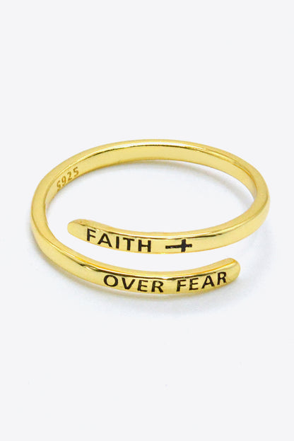 Faithful Adjustable Sterling Silver Gold Plated Ring