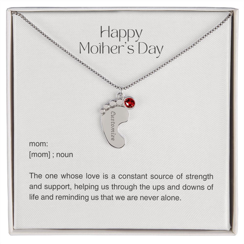 Personalized Baby Feet Birthstone Charm