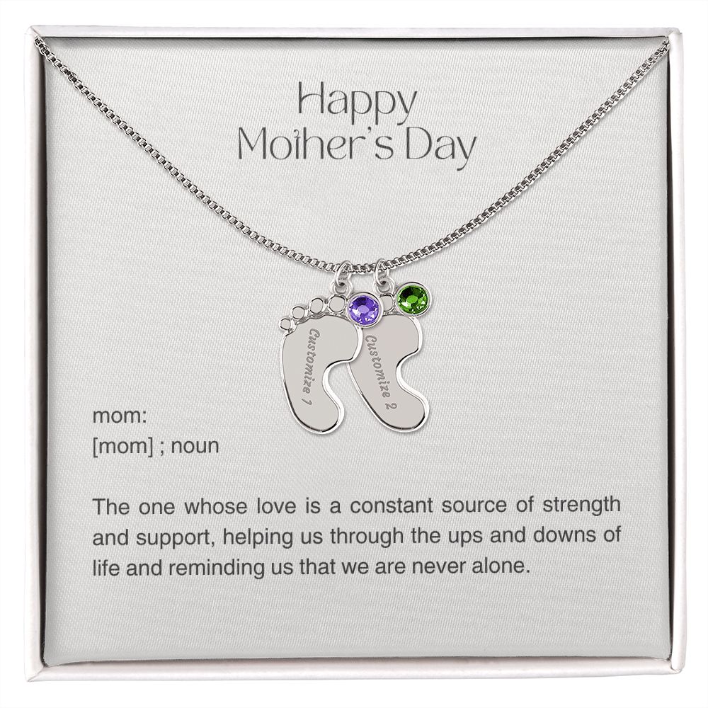 Personalized Baby Feet Birthstone Charm