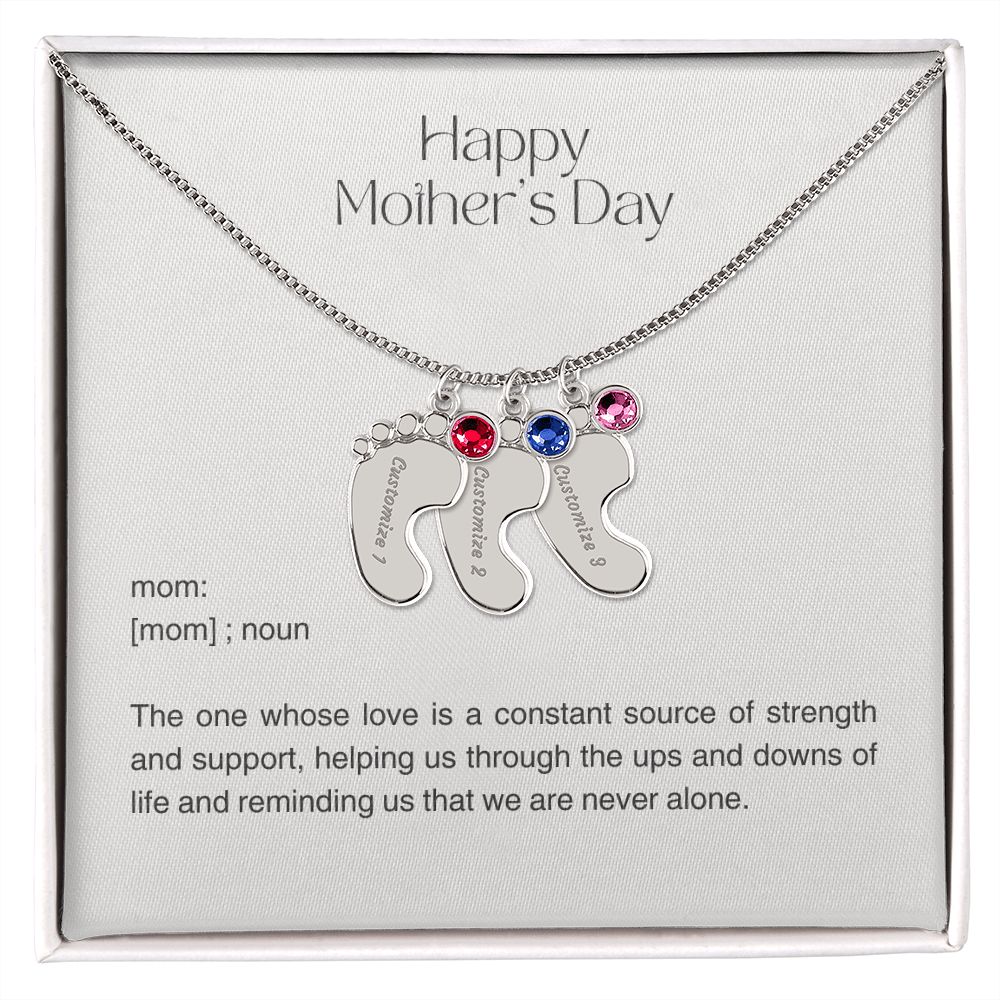 Personalized Baby Feet Birthstone Charm