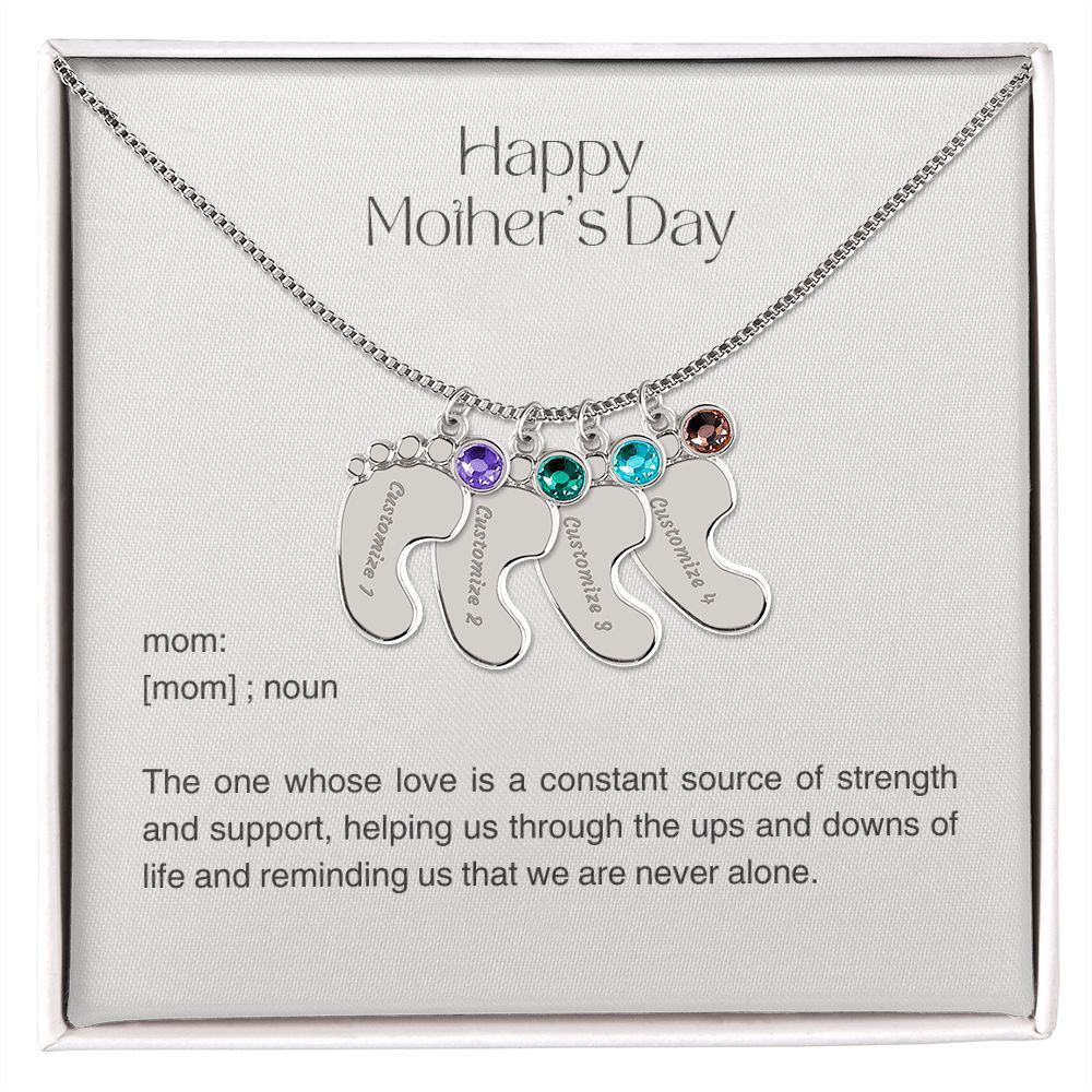 Personalized Baby Feet Birthstone Charm