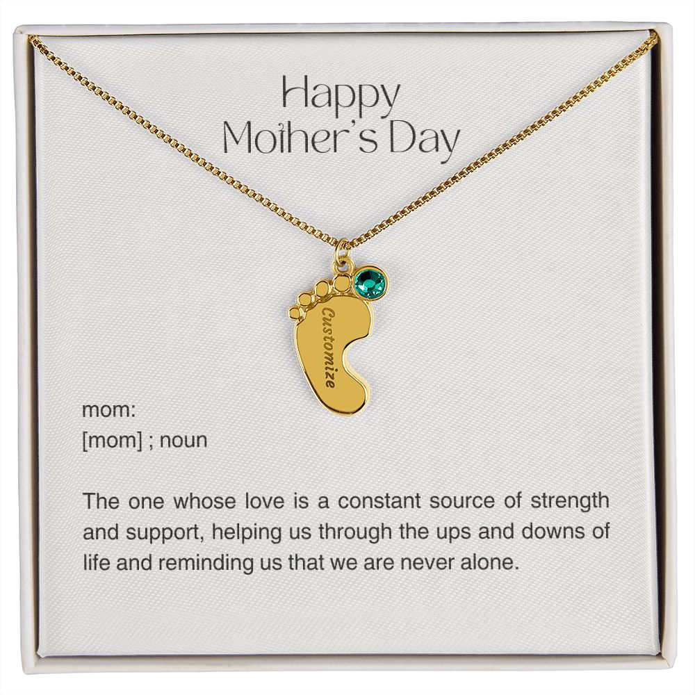 Personalized Baby Feet Birthstone Charm