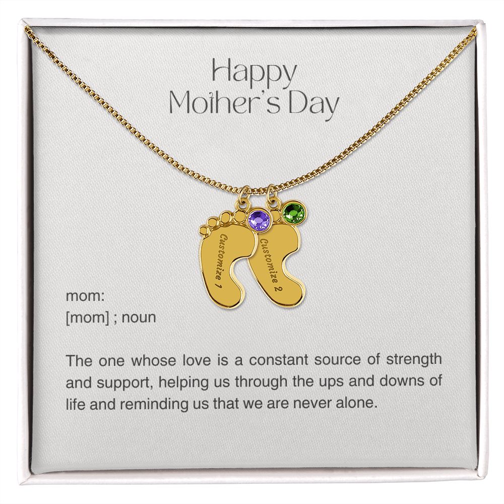 Personalized Baby Feet Birthstone Charm