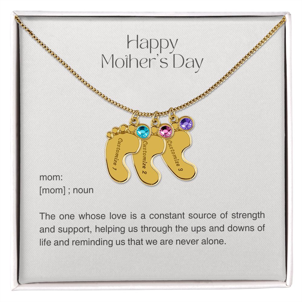 Personalized Baby Feet Birthstone Charm