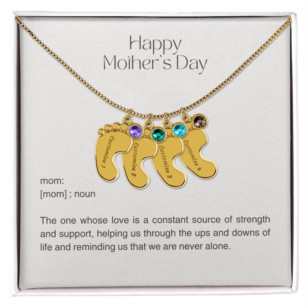 Personalized Baby Feet Birthstone Charm