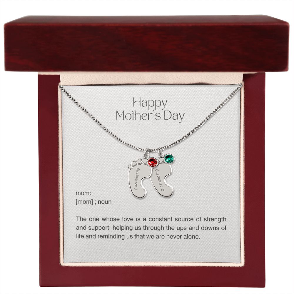 Personalized Baby Feet Birthstone Charm