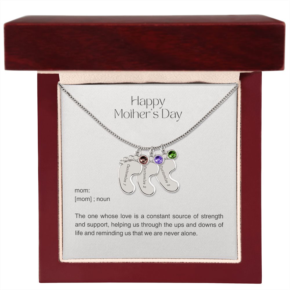 Personalized Baby Feet Birthstone Charm
