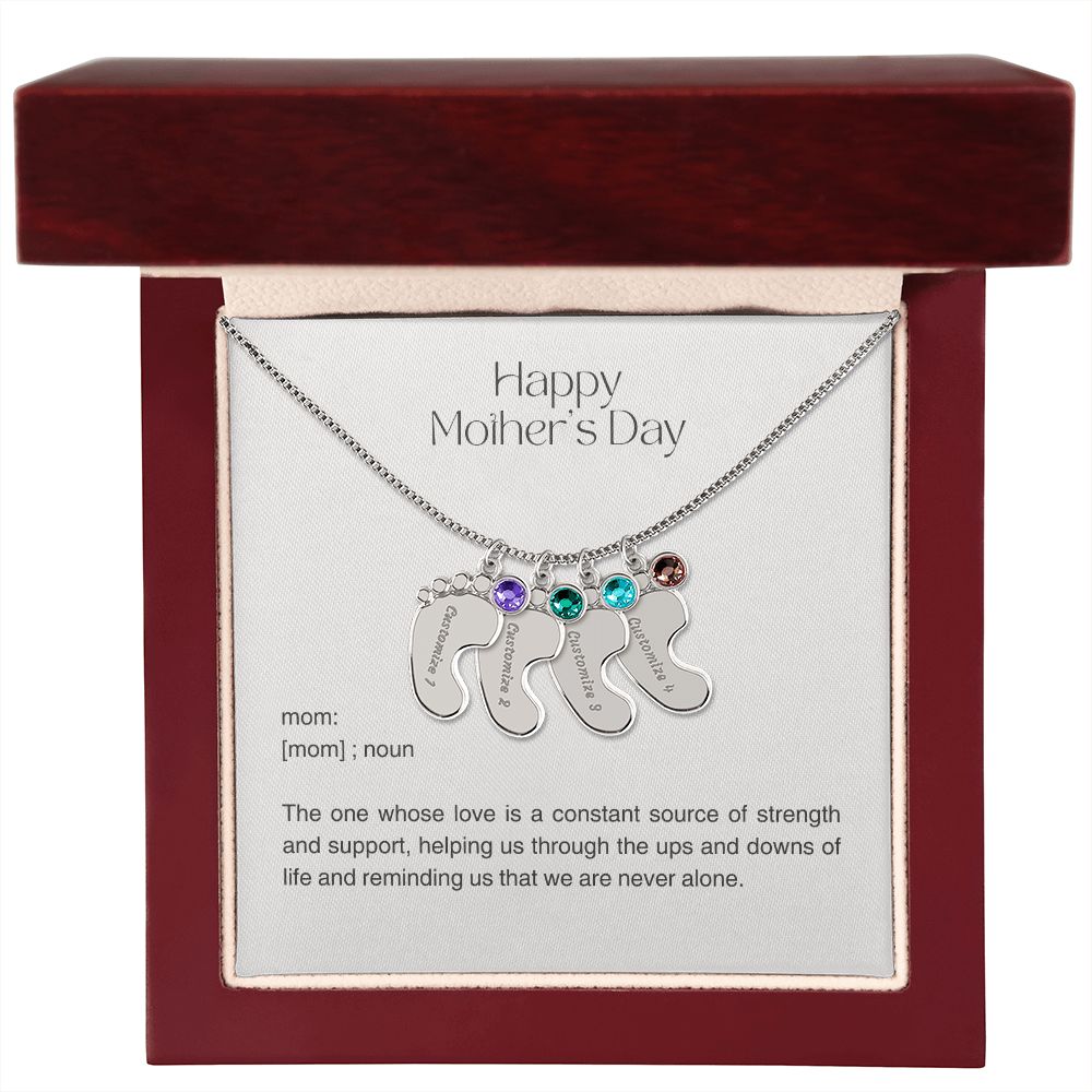 Personalized Baby Feet Birthstone Charm