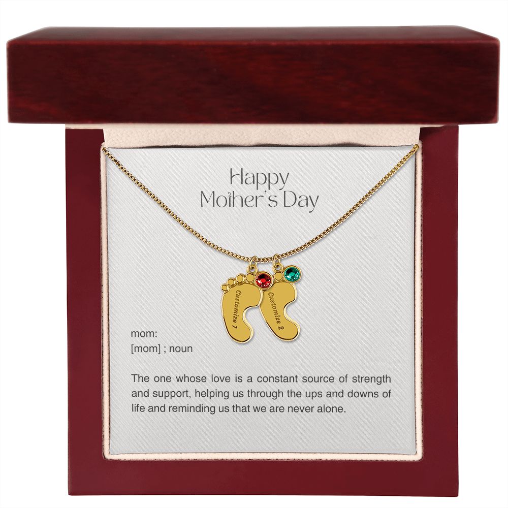 Personalized Baby Feet Birthstone Charm