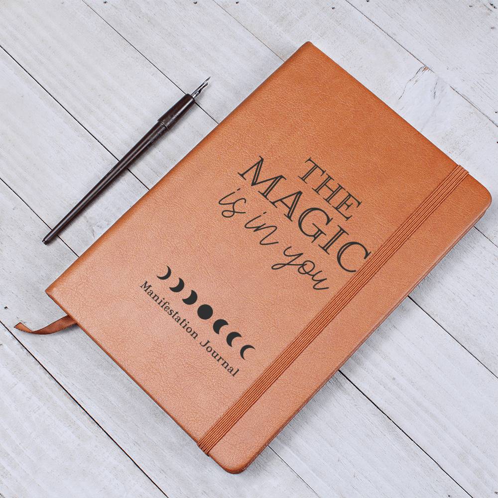 Moon Phase Manifestation Journal - Eco-Friendly Vegan Leather Dream Diary, Goal Setting and Personal Growth, Law of Attraction, 2024