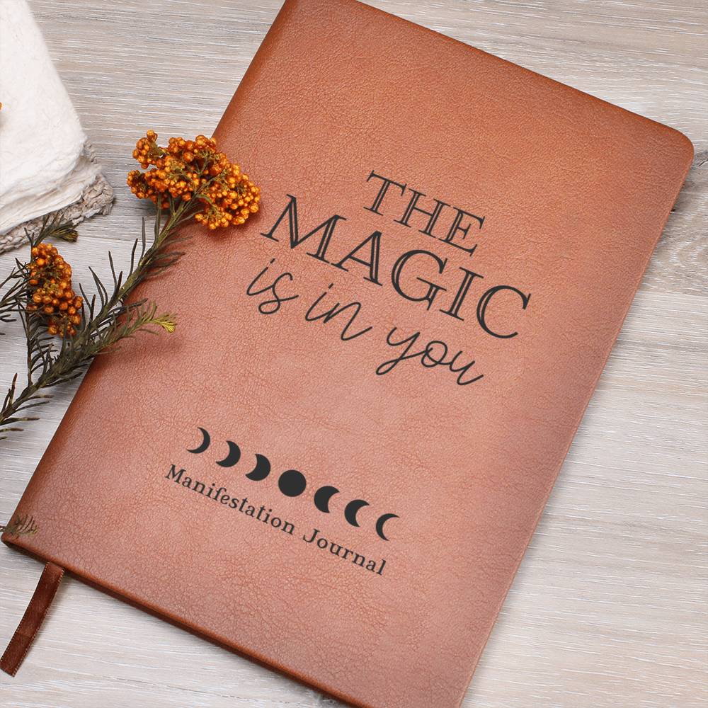 Moon Phase Manifestation Journal - Eco-Friendly Vegan Leather Dream Diary, Goal Setting and Personal Growth, Law of Attraction, 2024